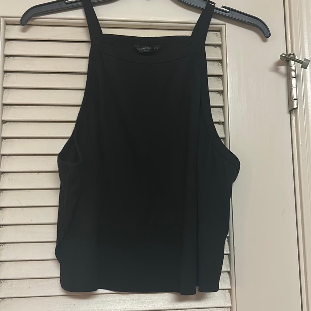 4X tunic ribbed black tank top